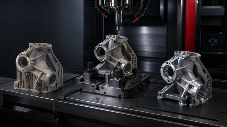 Near-net-shape metal additive part progressing through precision machining and surface finishing